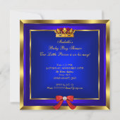 Baby shower Royal Red Blue Boy kroonprins 2 Kaart (Achterkant)