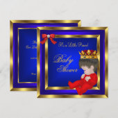 Baby shower Royal Red Blue Boy kroonprins 3 Kaart (Voorkant / Achterkant)