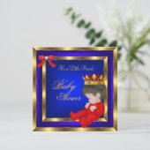 Baby shower Royal Red Blue Boy kroonprins 3 Kaart (Staand voorkant)