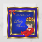 Baby shower Royal Red Blue Boy kroonprins 3 Kaart (Voorkant)