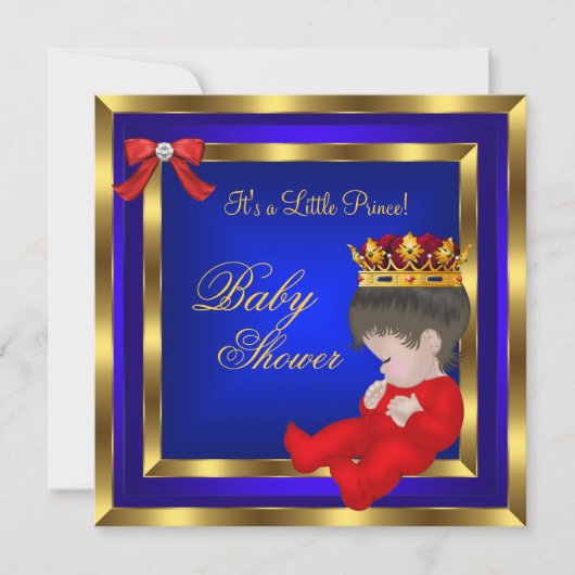 Baby shower Royal Red Blue Boy kroonprins 3 Kaart (Voorkant)