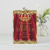 Baby shower Royal Regal Red Gold Crown Kaart (Staand voorkant)