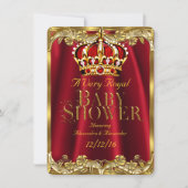 Baby shower Royal Regal Red Gold Crown Kaart (Voorkant)