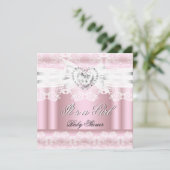 Baby shower Roze Afbeeldingen met witte lens Ruite Kaart (Staand voorkant)
