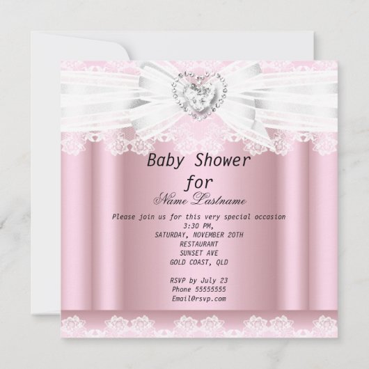 Baby shower Roze Afbeeldingen met witte lens Ruite Kaart (Achterkant)