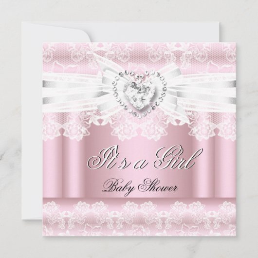 Baby shower Roze Afbeeldingen met witte lens Ruite Kaart (Voorkant)