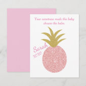 Baby shower Roze anananas Lip Balm Favor Informatiekaartje (Voorkant / Achterkant)