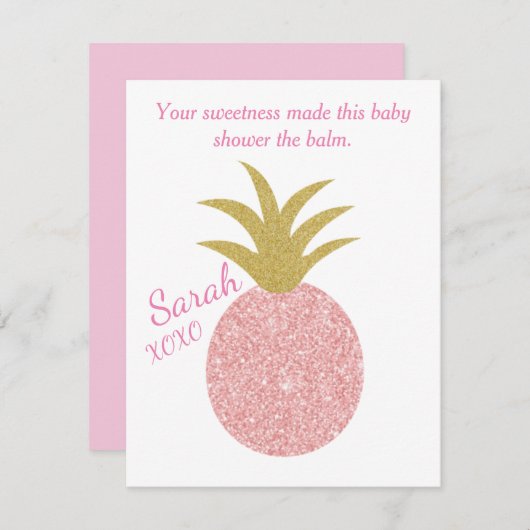 Baby shower Roze anananas Lip Balm Favor Informatiekaartje (Voorkant / Achterkant)
