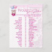 Baby Shower. Roze Baby Dee Voorspelling en Advies. Briefkaart (Voorkant)