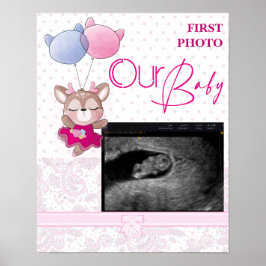 Baby Shower. Roze Baby Herten Poster