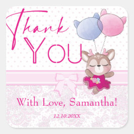 Baby Shower. Roze Baby Herten Vierkante Sticker