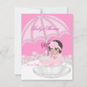  Baby shower Roze Baby in Teacup Kaart (Voorkant)