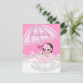  Baby shower Roze Baby in Teacup Kaart (Staand voorkant)