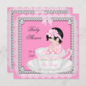  Baby shower Roze Baby in Teacup Kaart (Voorkant / Achterkant)