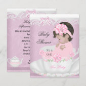  Baby shower Roze Baby in Teacup Kaart (Voorkant / Achterkant)