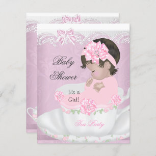Baby shower Roze Baby in Teacup Kaart