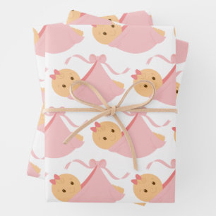 Baby Shower Roze Baby Inpakpapier Vel