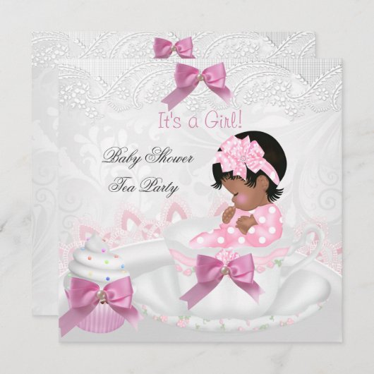 Baby shower roze Baby Kaart (Voorkant / Achterkant)