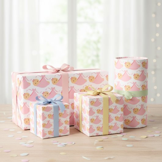 Baby shower Roze Baby ompakken papier Inpakpapier Vel