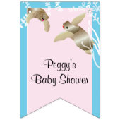 Baby shower roze/Baby schildpad, slikstaart banner (Tweede vlag)