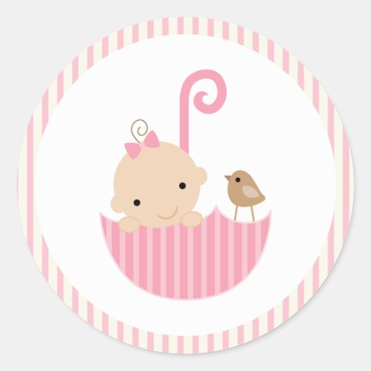 {baby shower} roze baby shower sticker (Voorkant)