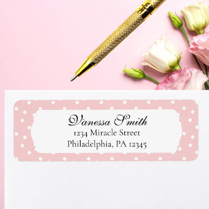 Baby Shower Roze Babymeisje Stippen Retouradres Etiket