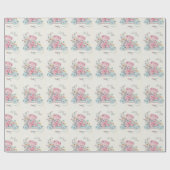 Baby shower  Roze Beer  Bloemen Cadeaupapier (Vlak)