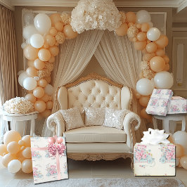 Baby shower  Roze Beer  Bloemen Cadeaupapier