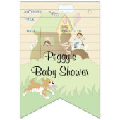 Baby shower Roze/Bibliotheek, Zwassstaartbanner Vlaggetjes (Eerste vlag)