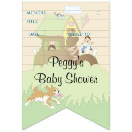 Baby shower Roze/Bibliotheek, Zwassstaartbanner Vlaggetjes