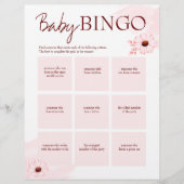 Baby shower roze bingo gepersonaliseerde sjabloon briefhoofd (Voorkant)