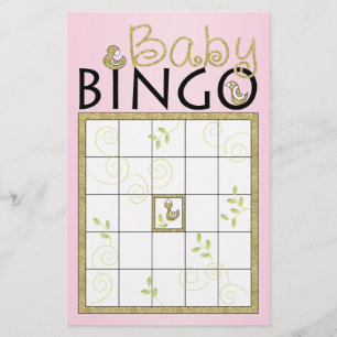 Baby shower Roze BINGO "Gold Birds" Flyer