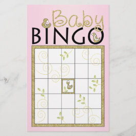 Baby Shower Roze BINGO "Gouden Vogels" Flyer