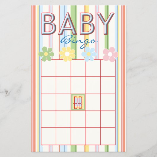 Baby shower Roze BINGO "Picnic Floral" Flyer (Voorkant)