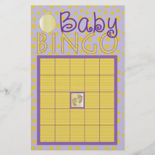 Baby shower Roze BINGO "Stippen, stripes/Paars, go Flyer