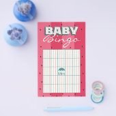 Baby shower Roze BINGO "Umbrella Watermelon" Flyer (Enkel)