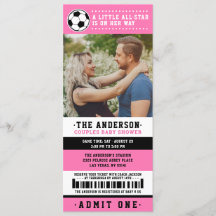 Baby shower Roze Black Soccer Ticket Couples