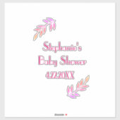 Baby shower Roze Bladpatroon Meisjes Meisje Schatt Sticker (Vel)