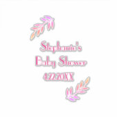 Baby shower Roze Bladpatroon Meisjes Meisje Schatt Sticker (Voorkant)