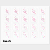 Baby shower Roze Bladpatroon Meisjes Meisje Schatt Vierkante Sticker (Vel)