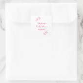 Baby shower Roze Bladpatroon Meisjes Meisje Schatt Vierkante Sticker (Tas)