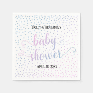 Baby Shower Roze Blau Confetti, Namen & Datum Servet
