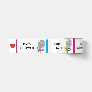 Baby Shower Roze Blauw Gele Ratels  Satijnen Lint