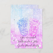 Baby shower roze blauw glitterfeest kaart (Voorkant / Achterkant)