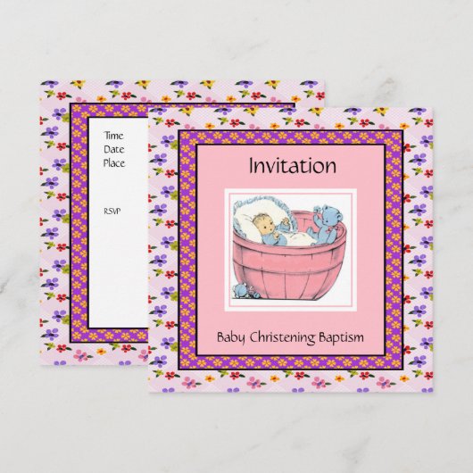  Baby shower Roze Blauw Kaart (Voorkant / Achterkant)