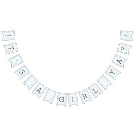 Baby shower roze/blauw/kasteel, slippelaar vlaggetjes