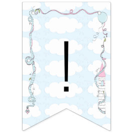 Baby shower roze/blauw/kasteel, slippelaar vlaggetjes