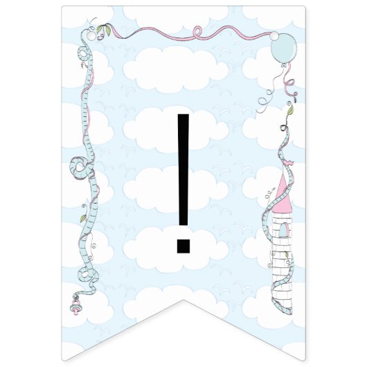 Baby shower roze/blauw/kasteel, slippelaar vlaggetjes (Zestiende vlag)