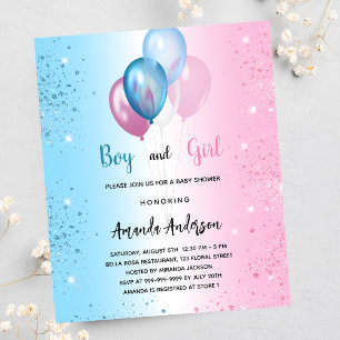 Baby shower roze blauw meisje jongen budget uitnod