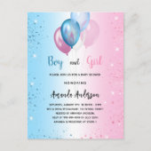 Baby shower roze blauw meisje jongen tweeling uitnodiging briefkaart (Voorkant)